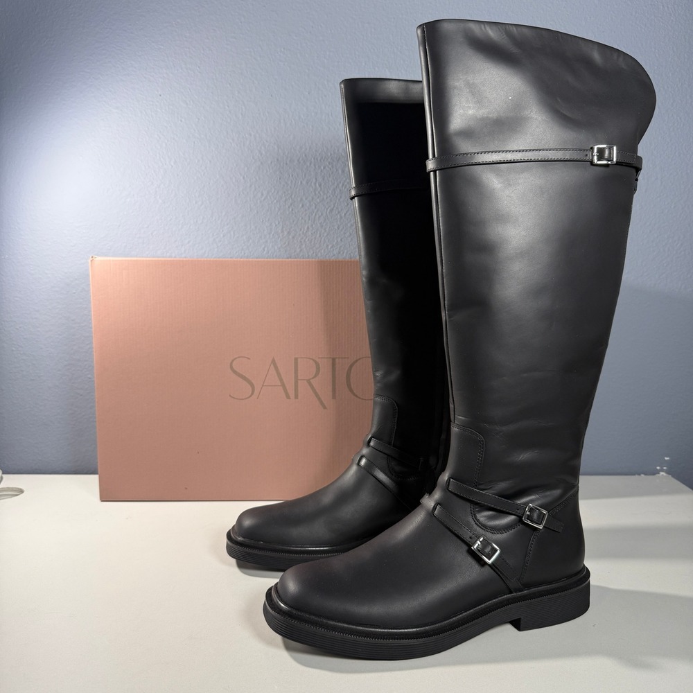 Sarto by Franco Sarto A-Ainsley Black Leather Tall Riding Boots E5662L5004 7.5M